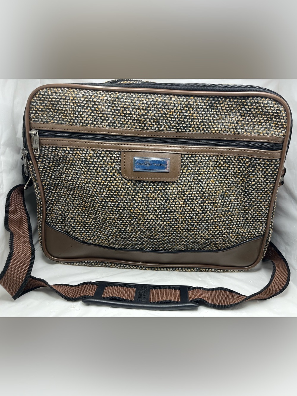 American Tourister Brown and Black Woven Travel Carry Bag
